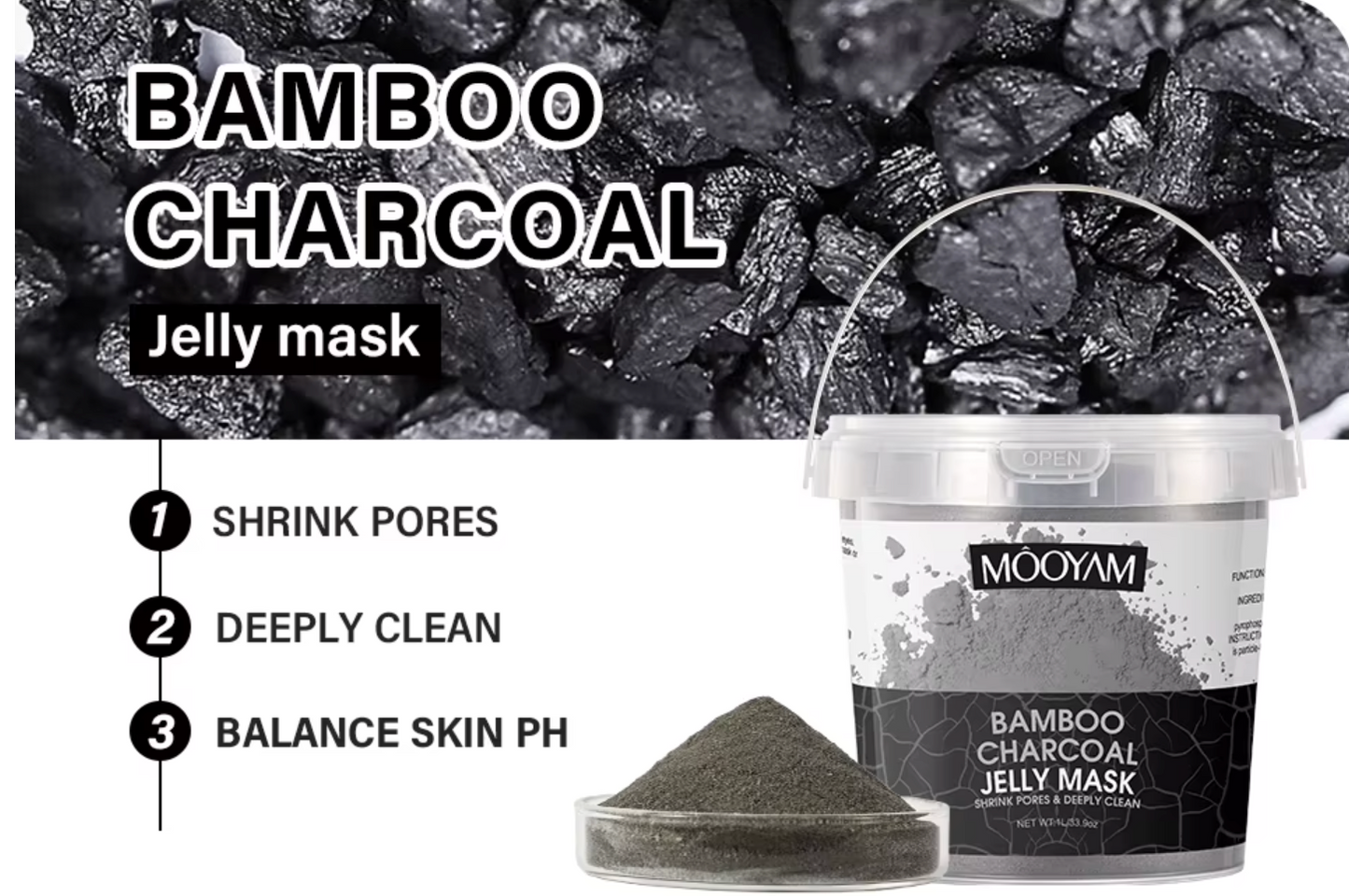 Bamboo Charcoal Jelly Mask – Masque Purifiant & Détox MOOYAM